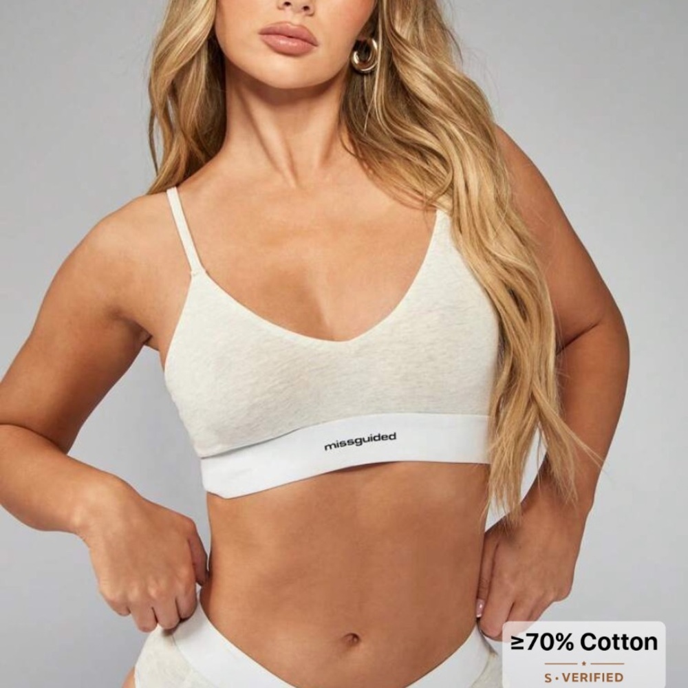 Missguided Plus Cream Bralette and Brief Set